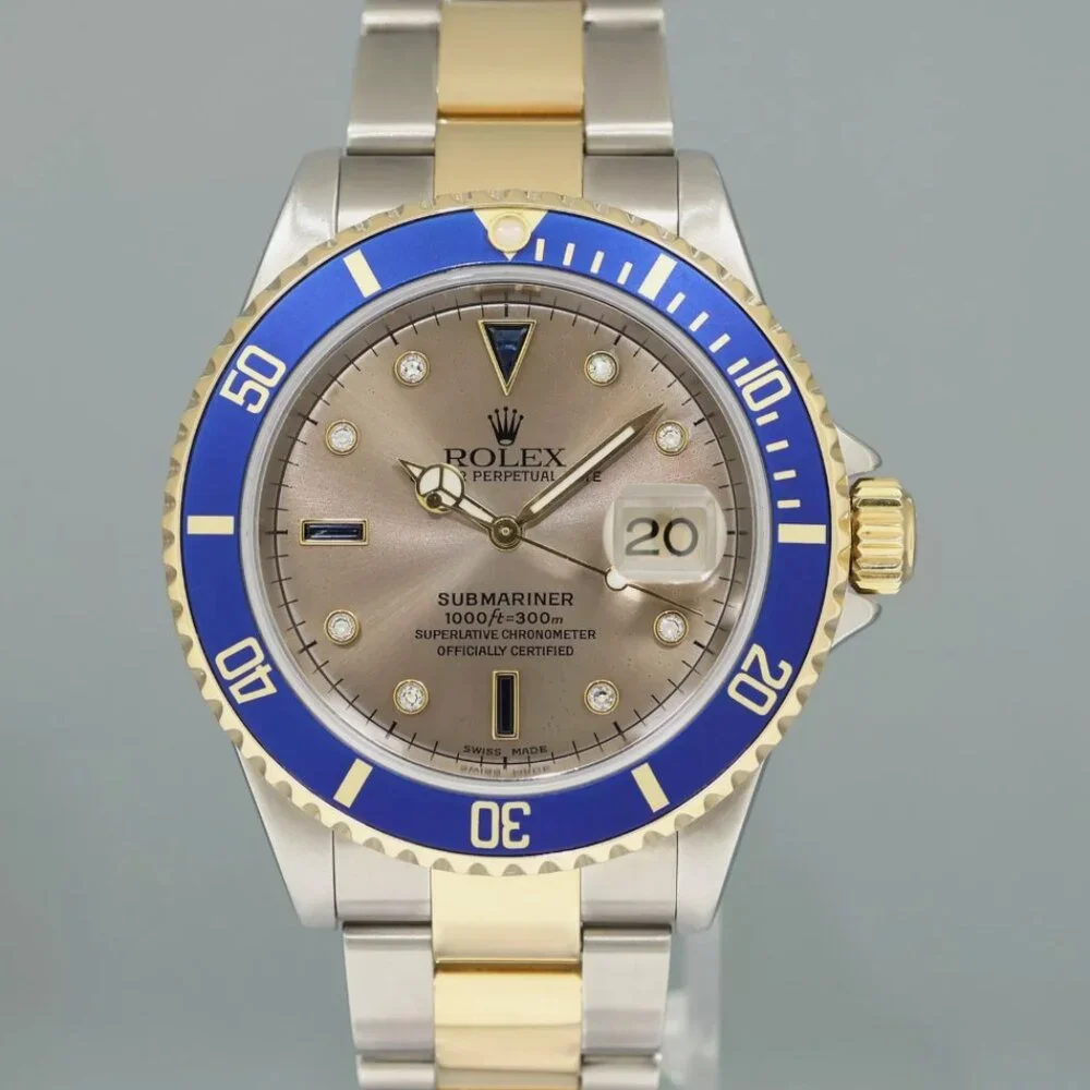 MINT ROLEX SUBMARINER MEN'S GOLD BUCKLE WATCH